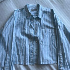 Everlane striped cropped button down